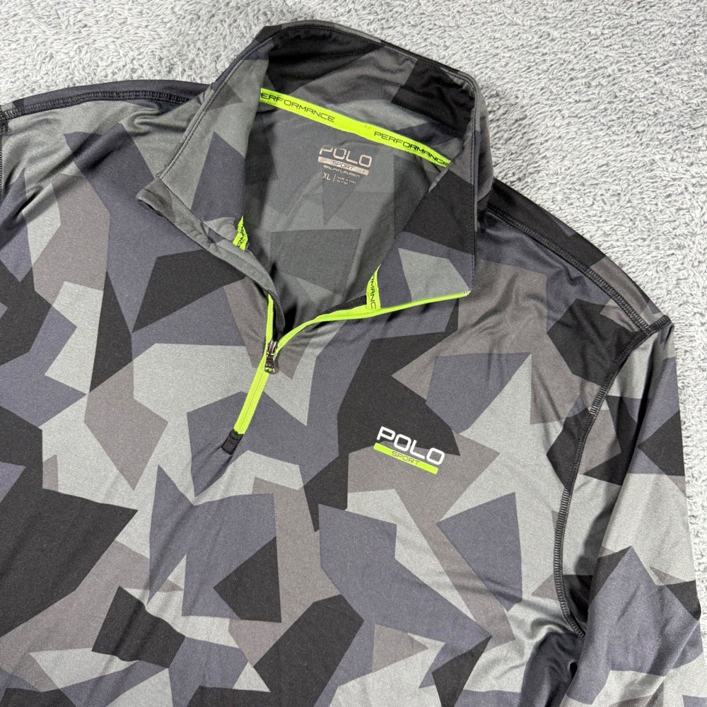 Polo Sport Ralph Lauren 1/4 Zip Mens XL Camo Performance Golf Pullover Grey
